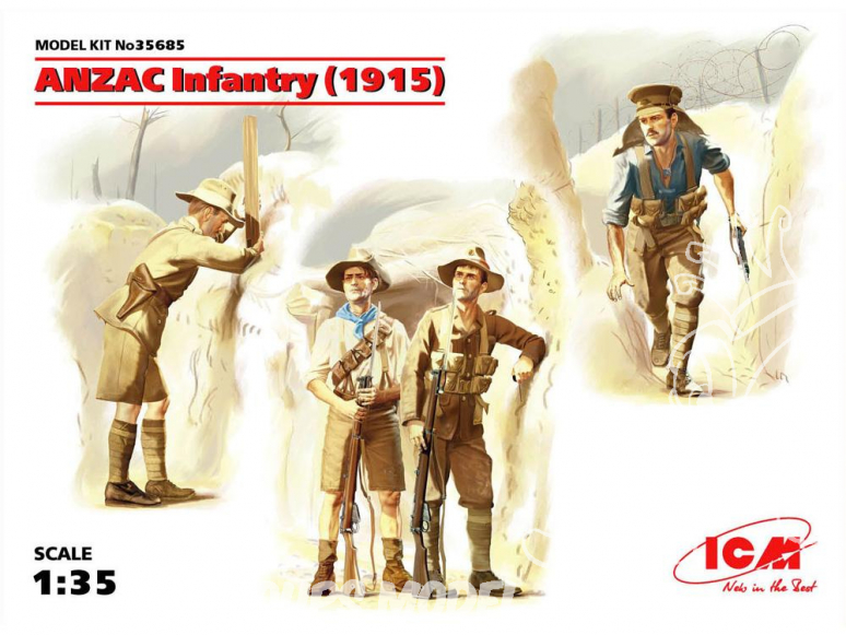 Icm maquette figurines 35685 Infanterie ANZAC WWI (1915) 1/35