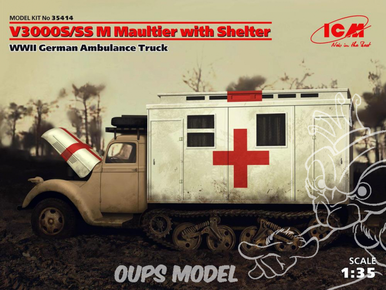 Icm maquette militaire 35414 Ford V3000S/SS M Maultier avec cellule Ambulance WWII 1/35