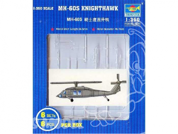 Trumpeter maquette avion 06231 SET DE 6 HELICOPTERES MH-60S KNIGHTHAWK 1/350