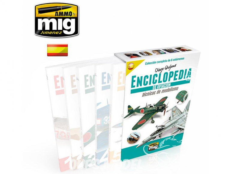 MIG magazine 6059E Boite pour 6 Volume de l'Encyclopédie des techniques de modelisme des avions en langue Castellane
