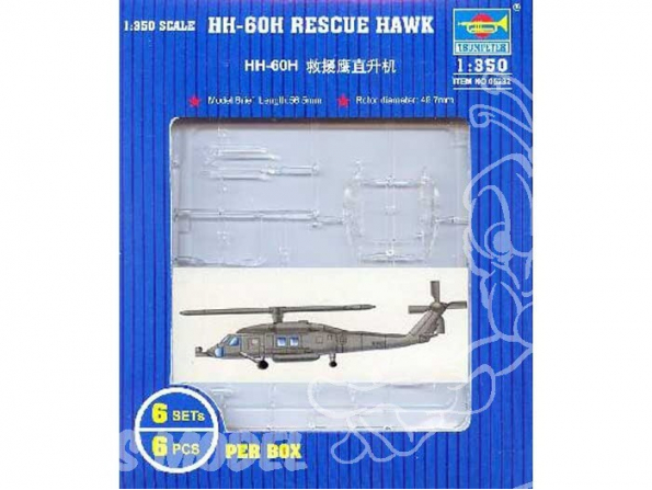 Trumpeter maquette avion 06232 SET DE 6 HELICOPTERES MH-60H RESCUE HAWK 1/350