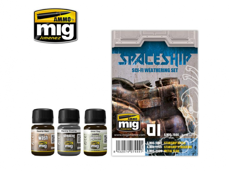 MIG Weathering 7444 Set Spaceship - Vaiseeaux Science fiction 3 x 35ml
