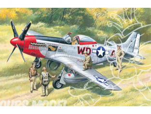 Icm maquette avion 48153 Mustang P-51D avec pilotes et personnel au sol WWII 1/48
