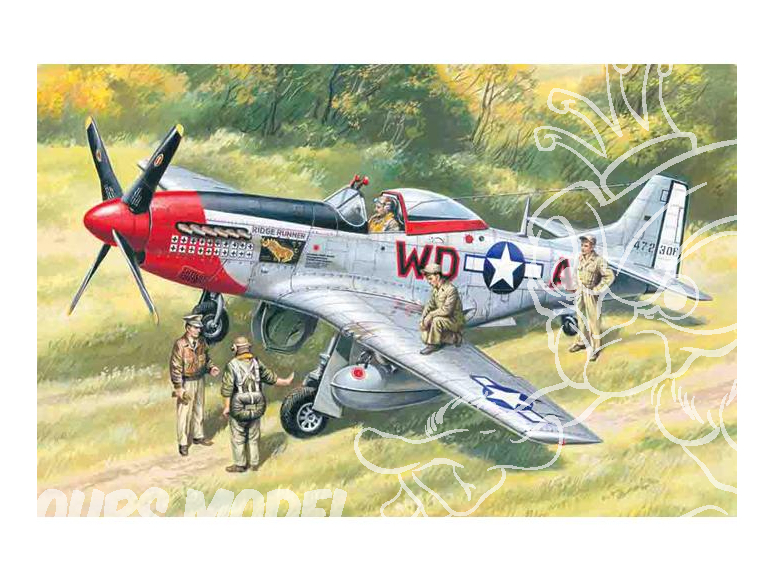 Icm maquette avion 48153 Mustang P-51D avec pilotes et personnel au sol WWII 1/48