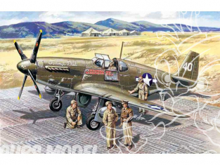 Icm maquette avion 48125 Mustang P-51B avec pilotes USAAF et personnel au sol WWII 1/48