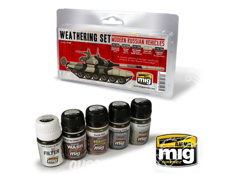 MIG peinture 7147 Set de Weathering pour Véhicules modernes Russes 5 x 35ml