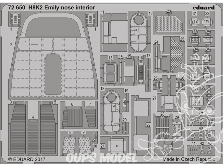 Eduard photodecoupe avion 72650 Interieur nez H8K2 Emily Hasegawa 1/72