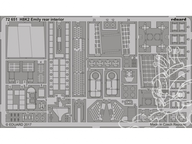 Eduard photodecoupe avion 72651 Interieur arriere H8K2 Emily Hasegawa 1/72