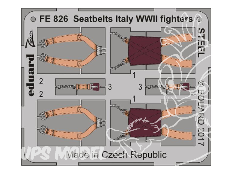 EDUARD photodecoupe avion FE826 Harnais métal Chasseurs Italiens WWII 1/48