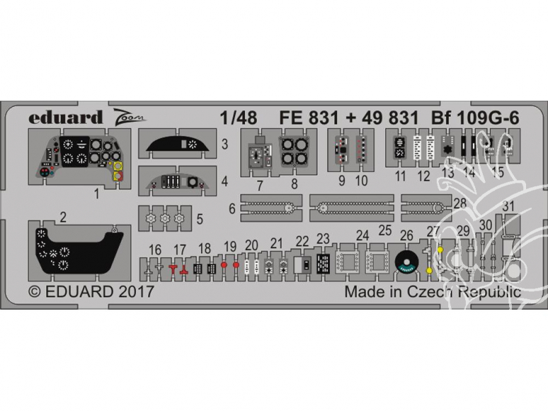 EDUARD photodecoupe avion FE831 Zoom interieur Messerschmitt Bf 109G-6 Zvezda 1/48