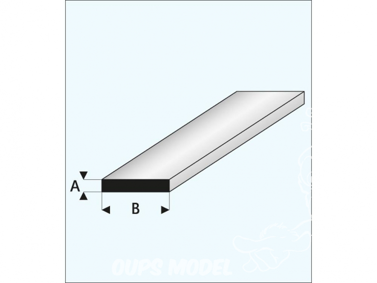 maquett 411-61/3 1 Profilé styrene blanc profilé plat 2x10mm 330mm de long