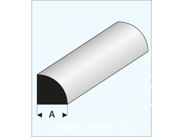 maquett 402-60/3 1 Profilé styrene blanc profilé quart de rond 6mm 330mm de long