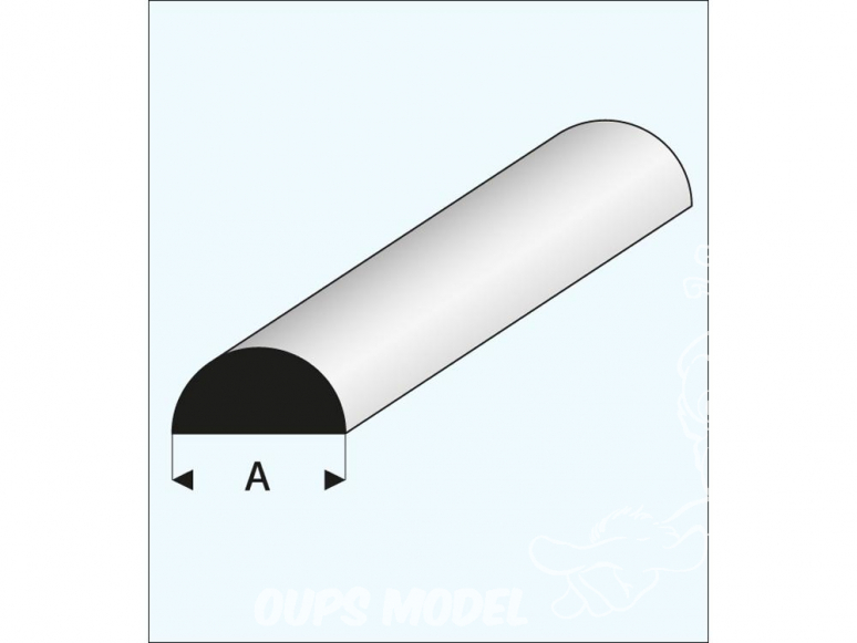 maquett 401-63/3 1 Profilé styrene blanc profilé demi rond 8mm 330mm de long