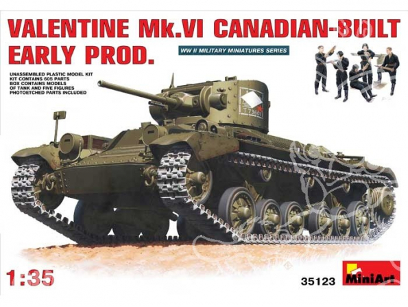 MINI ART maquette militaire 35123 CHAR MOYEN VALENTINE Mk.VI (fabrication Canadienne) début de production 1/35