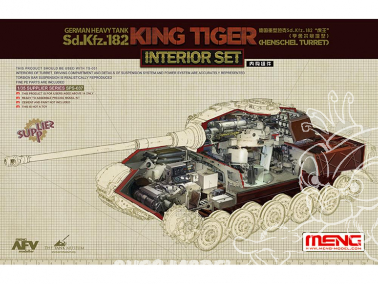 Meng maquette militaire TS-037 Sd.Kfz.182 KING TIGER set d'interieur (Tourelle HENSCHELL) 1/35