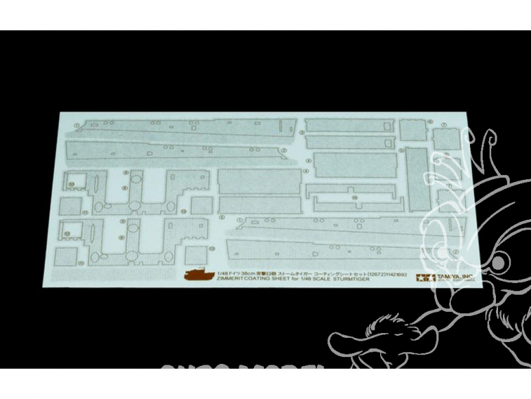 Tamiya maquette finition 12672 Stickers Zimmerit pour canon d'assaut Sturmtiger 38cm 1/48