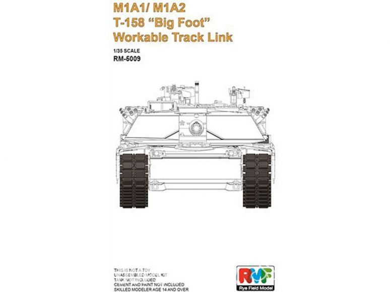 Rye Field Model maquette militaire 5009 M1A1/M1A2 ABRAMS - T-158 "BIG FOOT (Chenilles maillon par maillon) 1/35