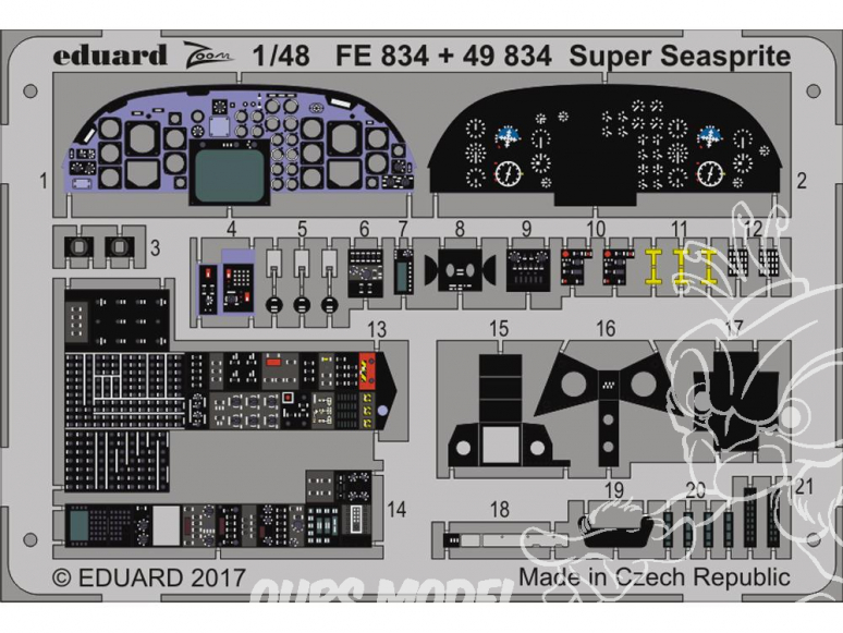 EDUARD photodecoupe helicoptere FE834 Zoom interieur Super Seasprite Kitty Hawk 1/48