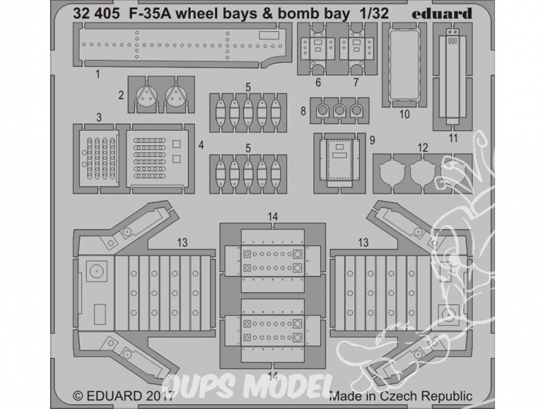 Eduard photodécoupe avion 32405 Baies de roues et Baies de bombes F-35A Italeri 1/32