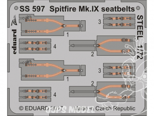 Eduard photodecoupe avion SS597 Harnais métal Spitfire Mk.IX Eduard 1/72