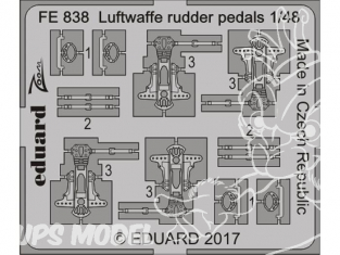 Eduard photodecoupe avion FE838 Pedales de gouvernail Luftwaffe 1/48