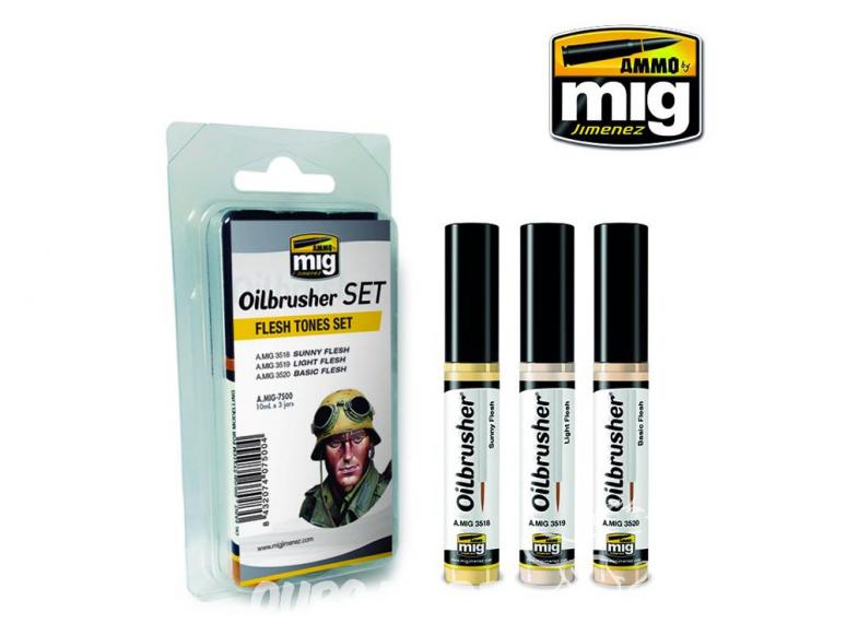 MIG Oilbrusher Set 7500 Set tons couleur de peau - Chair Peinture a l'huile avec applicateur 