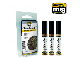 MIG Oilbrusher Set 7503 Set couleurs de sol Peinture a l'huile avec applicateur 