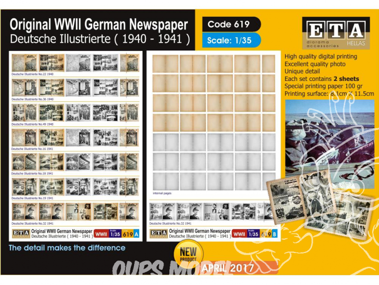ETA diorama 619 Imprimé Journaux Allemands WWII (1940 - 1941) 1/35