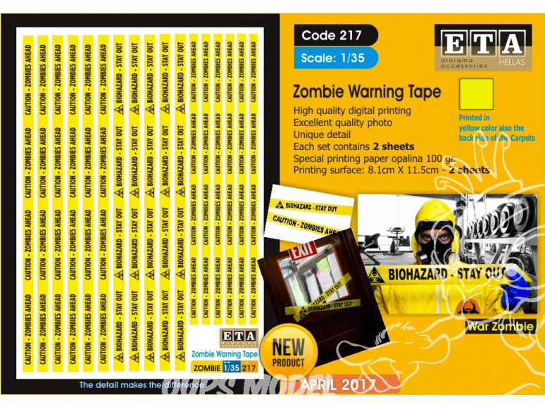 ETA diorama 217 Imprimé Bandes Attention Zombies 1/35