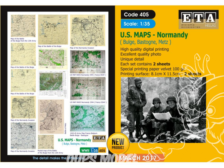 ETA diorama 405 Imprimé Cartes Normandie US WWII 1/35