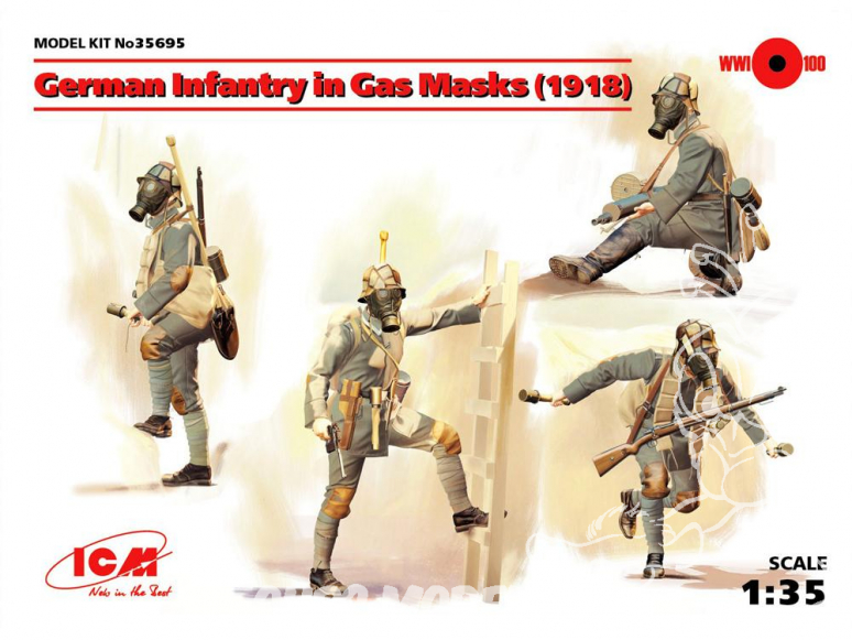 Icm maquette figurines 35695 Infanterie Allemande avec Masques à Gaz WWI (1918) 1/35
