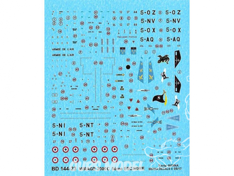 DECALQUES BERNA DECALS BD144-23 Mirage 2000C 5em escadre 1/144