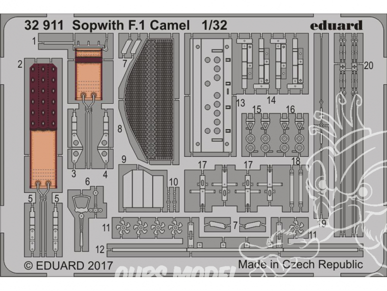 Eduard photodécoupe avion 32911 Sopwith F.1 Camel Wingnut Wings 1/32