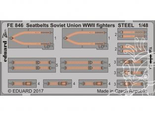 EDUARD photodecoupe avion FE846 Harnais métal Chasseurs Union Sovietique WWII 1/48