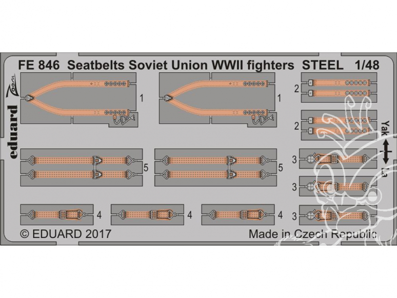 EDUARD photodecoupe avion FE846 Harnais métal Chasseurs Union Sovietique WWII 1/48