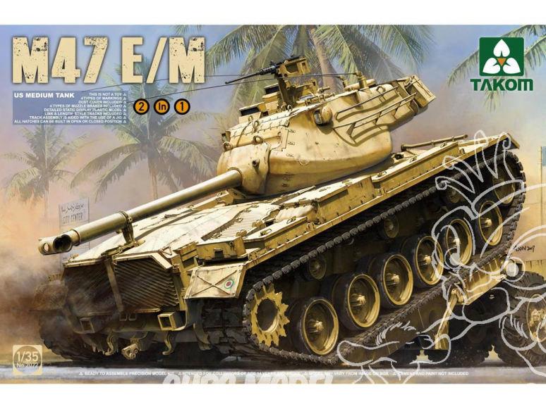 Takom maquette militaire 2072 CHAR MOYEN US M47 E/M "PATTON" 2 en 1 1/35