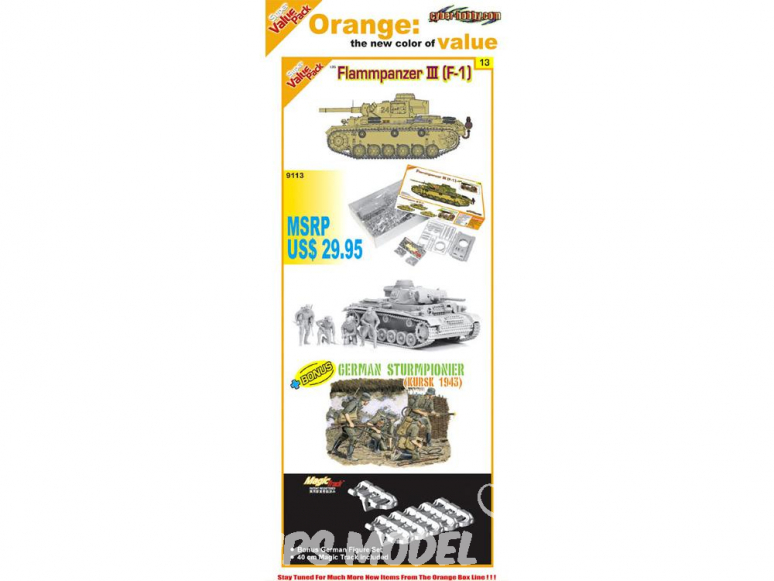 Cyber-Hobby maquette militaire 9113 Pack Flammpanzer III avec german sturmpionner et magic tracks 1/35