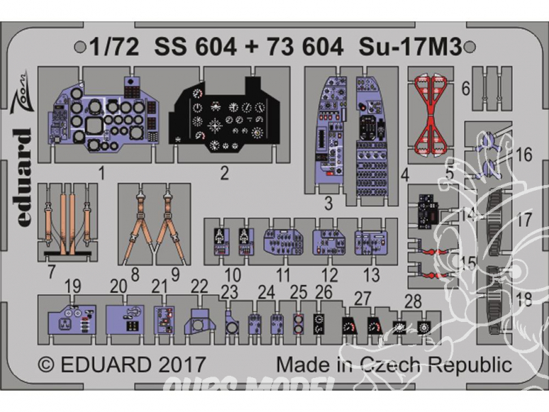 Eduard photodecoupe avion 73604 Sukhoi Su-17M3 Modelsvit 1/72