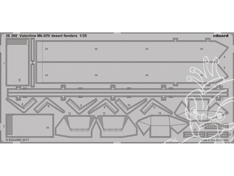 Eduard photodecoupe militaire 36360 Valentine Mk.II/IV Desert Fenders Tamiya 1/35