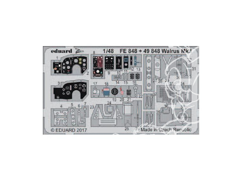 EDUARD photodecoupe avion FE848 Zoom Interieur Walrus Mk.I Airfix 1/48