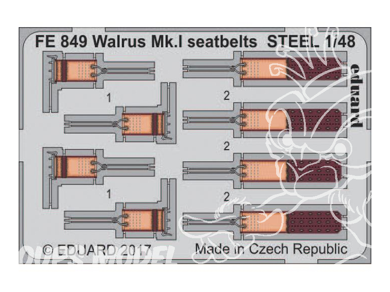 EDUARD photodecoupe avion FE849 Harnais métal Walrus Mk.I Airfix 1/48