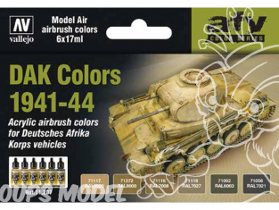 Vallejo Set Model Air 71207 Couleurs DAK Véhicules Allemands Afrika korps 1941-44 6 x 17ml