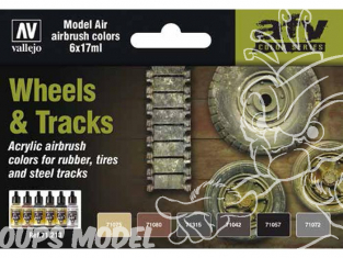 Vallejo Set Model Air 71213 Couleurs Roues et chenilles 6 x 17ml