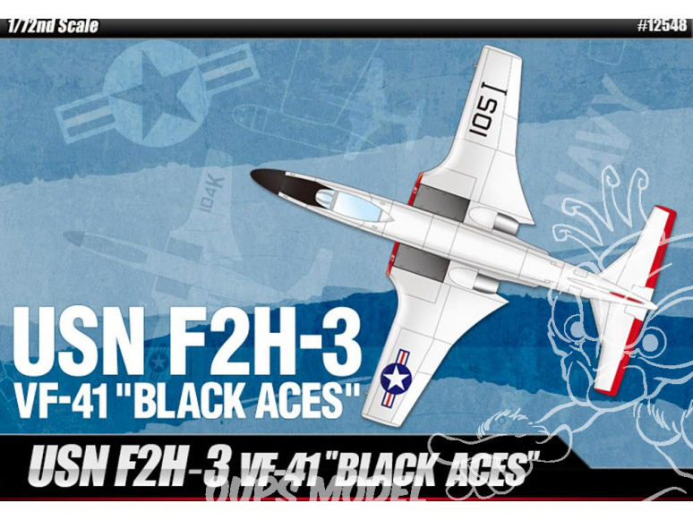 Fujimi maquette avion 12548 USN McDonnell F2H-3 Banshee VF-41 Black Aces 1/72