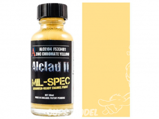 Peinture enamel Alclad II Mil-Spec ALCE104 Utilisation a l'aerographe Jaune Zinc Chrome 30ml 