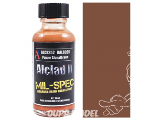 Peinture enamel Alclad II Mil-Spec ALCE252 Utilisation a l'aerographe PANZER SIGNALBARUN 30ml