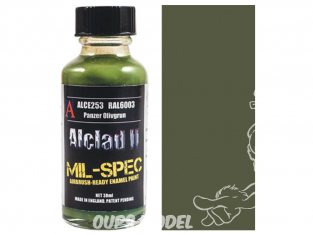 Peinture enamel Alclad II Mil-Spec ALCE253 Utilisation a l'aerographe Panzer OLIVGRUN vert olive 30ml