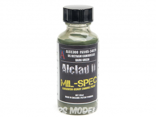 Peinture enamel Alclad II Mil-Spec ALCE308 Utilisation a l’aérographe US vietnam camouflage vert foncé 30ml