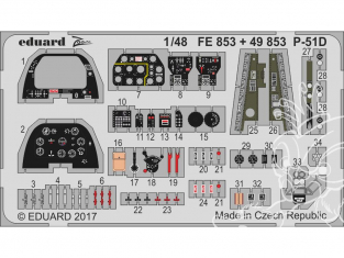 EDUARD photodecoupe avion FE853 Zoom Interieur P-51D Airfix 1/48
