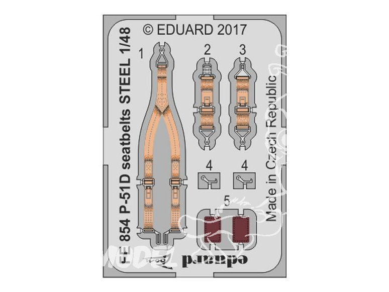 EDUARD photodecoupe avion FE854 Harnais métal P-51D Airfix 1/48